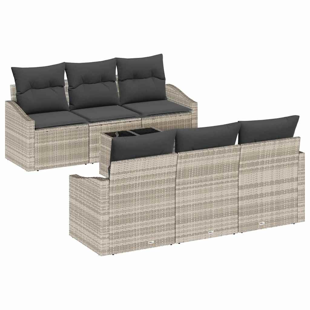 Garten-Sofa-Set 7 pcs Hellgrau und Dunkelgrau 55 x 55 x 37 cm